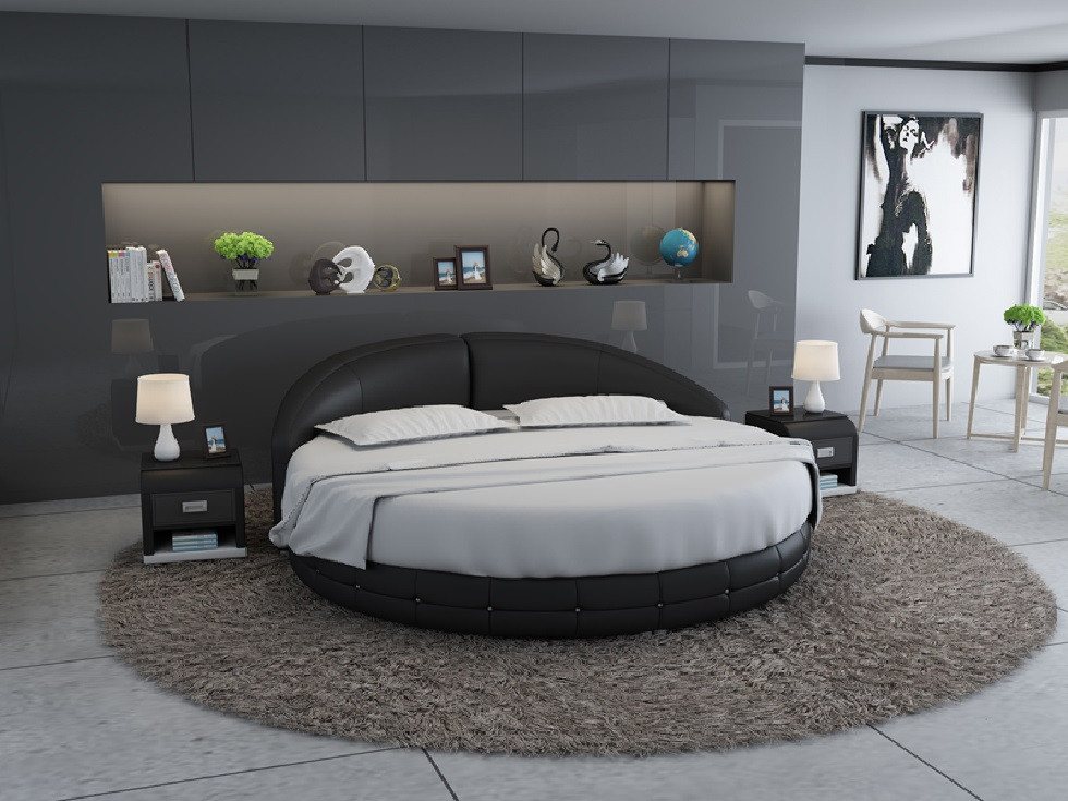 Xlmoebel Rundbett Neues Luxus-Doppelbett mit USB-Anschlüssen in rundem Design. (Bett "LB8844), Hergestellt in Europa von Xlmoebel