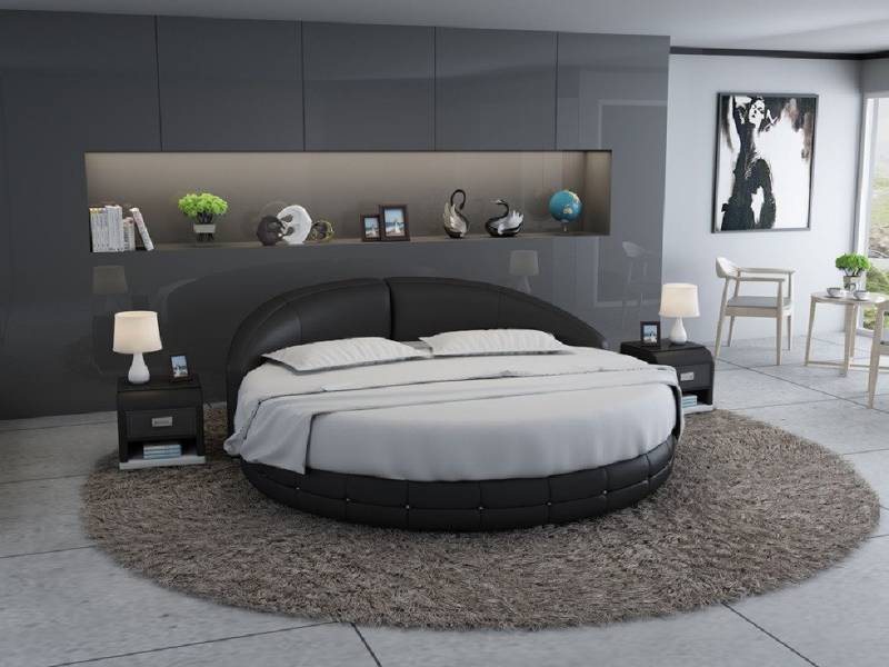 Xlmoebel Rundbett Neues Luxus-Doppelbett mit USB-Anschlüssen in rundem Design. (Bett "LB8844), Hergestellt in Europa von Xlmoebel