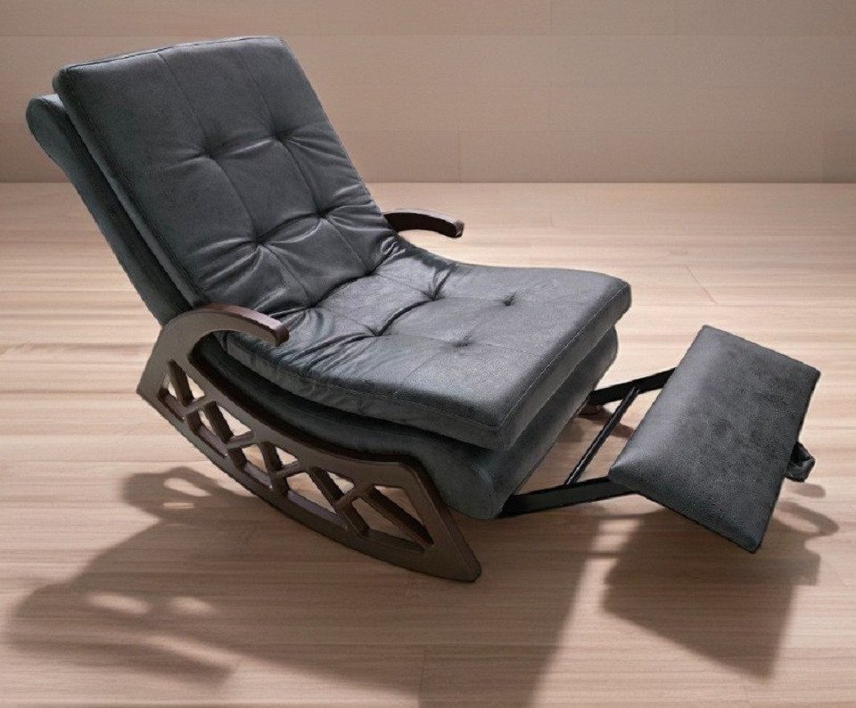 Xlmoebel Schaukelsessel Grauer Schaukelstuhl Holzgestell Modern Relax Sessel Sofort (1-St) von Xlmoebel