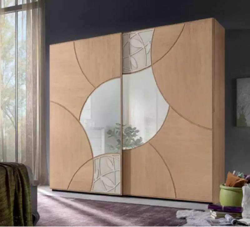 Xlmoebel Schiebetürenschrank Schlafzimmerschrank aus Holz mit Schiebetüren und Spiegel in Braun (Kleiderschrank) Hergestellt in Europa von Xlmoebel