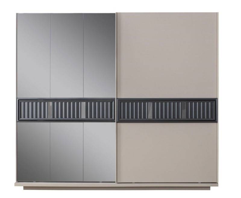 Xlmoebel Schiebetürenschrank Zeitgemäßer beige Schlafzimmerschrank mit Spiegel aus Holz-Möbeln (Kleiderschrank) Hergestellt in Europa von Xlmoebel
