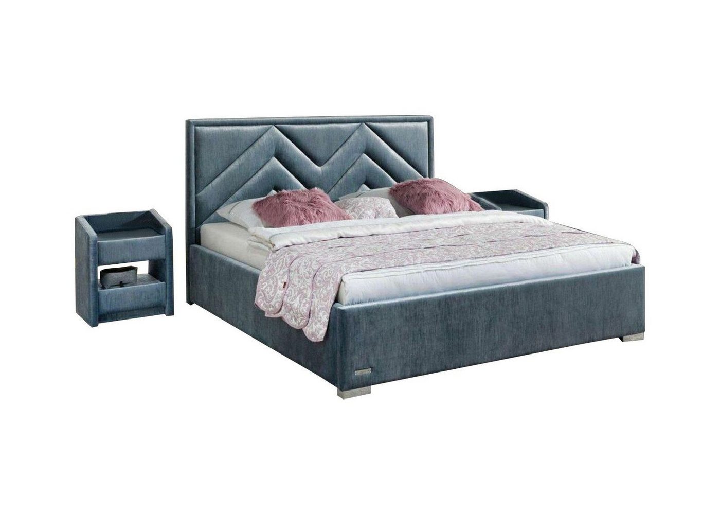 Xlmoebel Schlafzimmer-Set 3-teiliges Luxus Schlafzimmer Set Bett 2 Nachttische Designer, (Bett / 2x Nachttisch), Hergestellt in Europa von Xlmoebel