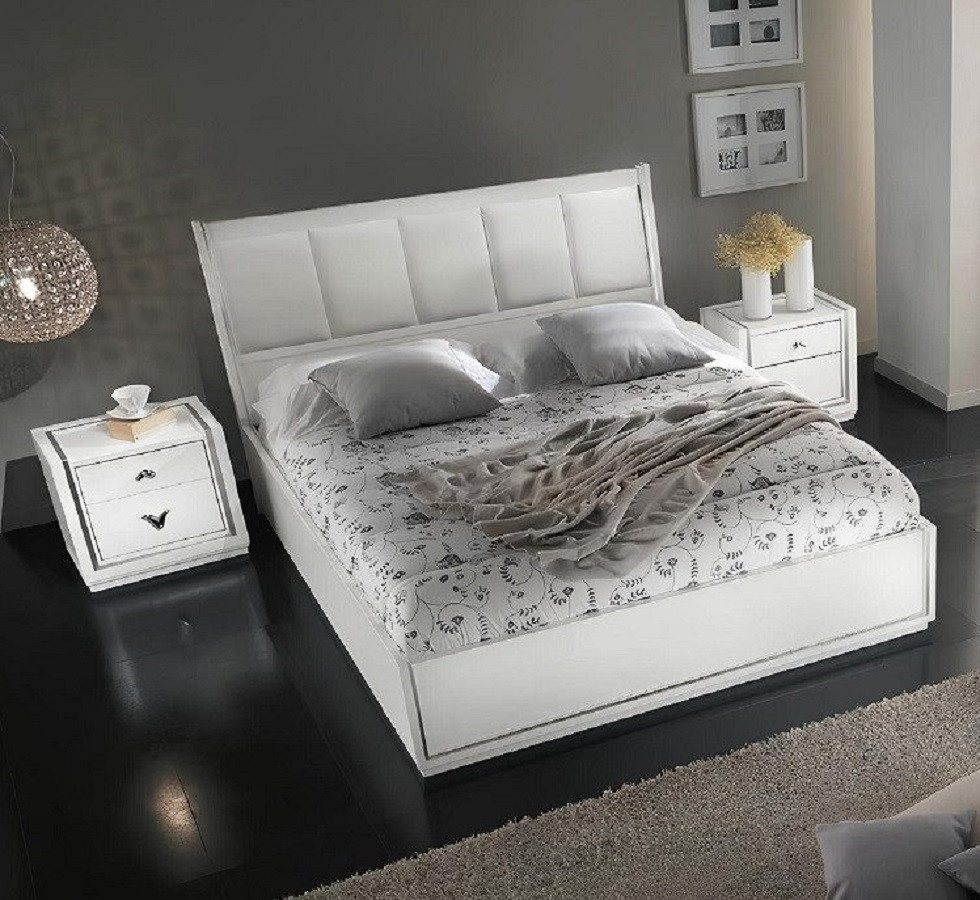 Xlmoebel Schlafzimmer-Set 3-teiliges Schlafzimmer-Ensemble mit Doppelbett und Nachttisch, (Set 3tlg.Schlafzimmer (Bett + 2x Nachttisch), Hergestellt in Italy von Xlmoebel