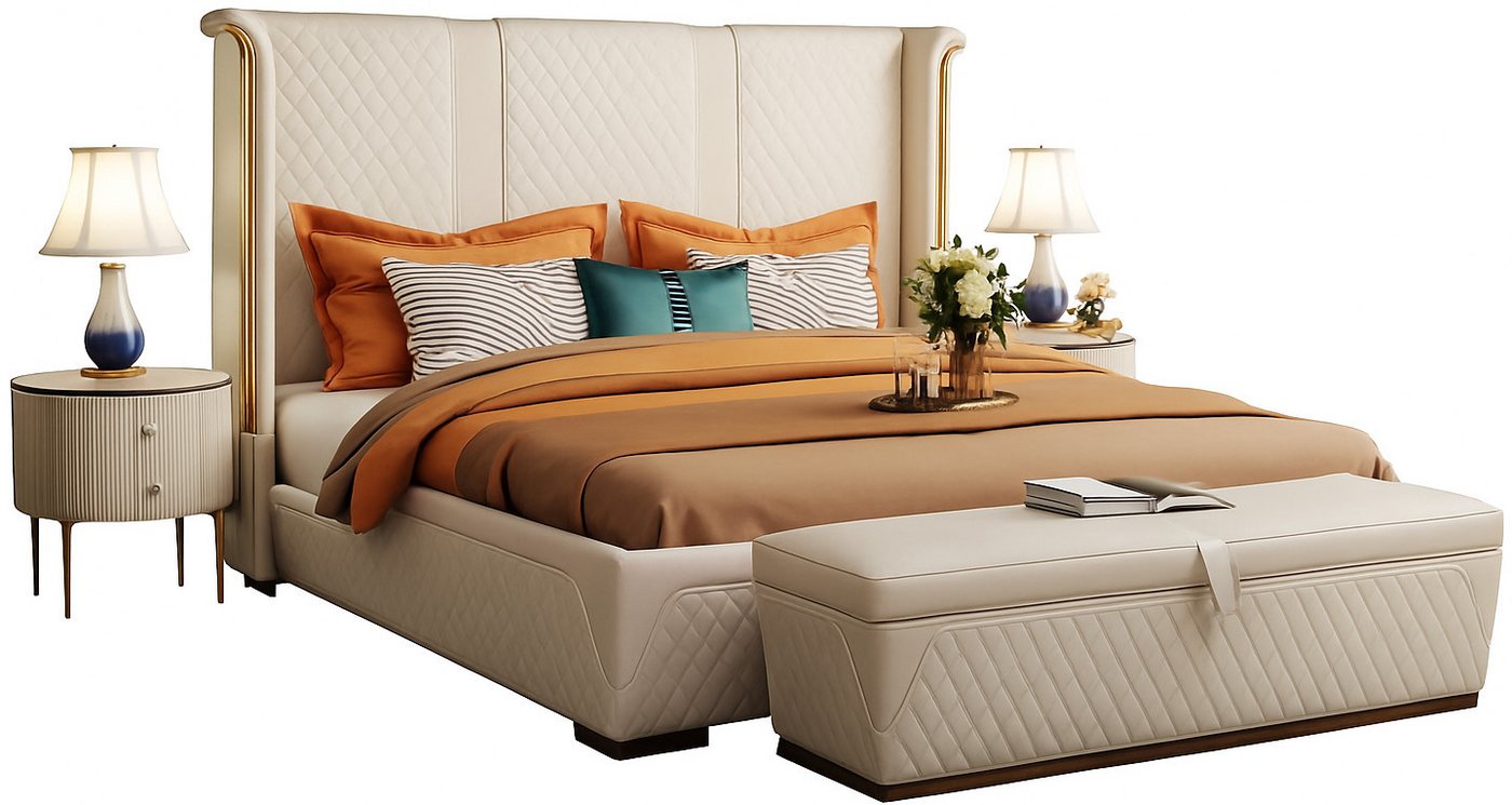 Xlmoebel Schlafzimmer-Set 3-teiliges Schlafzimmer-Set im modernen Luxus-Design mit Nachttisch, (3tlg.Schlafzimmer Set (Bett + 2x Nachttisch), Hergestellt in Europa von Xlmoebel