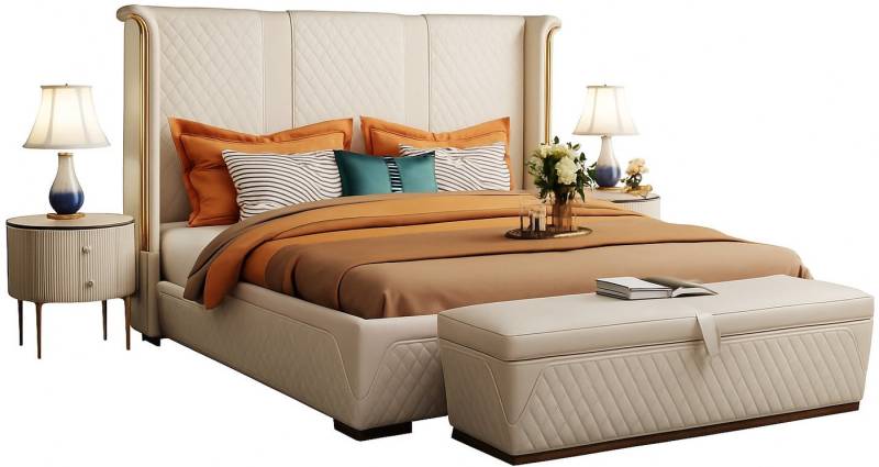 Xlmoebel Schlafzimmer-Set 3-teiliges Schlafzimmer-Set im modernen Luxus-Design mit Nachttisch, (3tlg.Schlafzimmer Set (Bett + 2x Nachttisch), Hergestellt in Europa von Xlmoebel