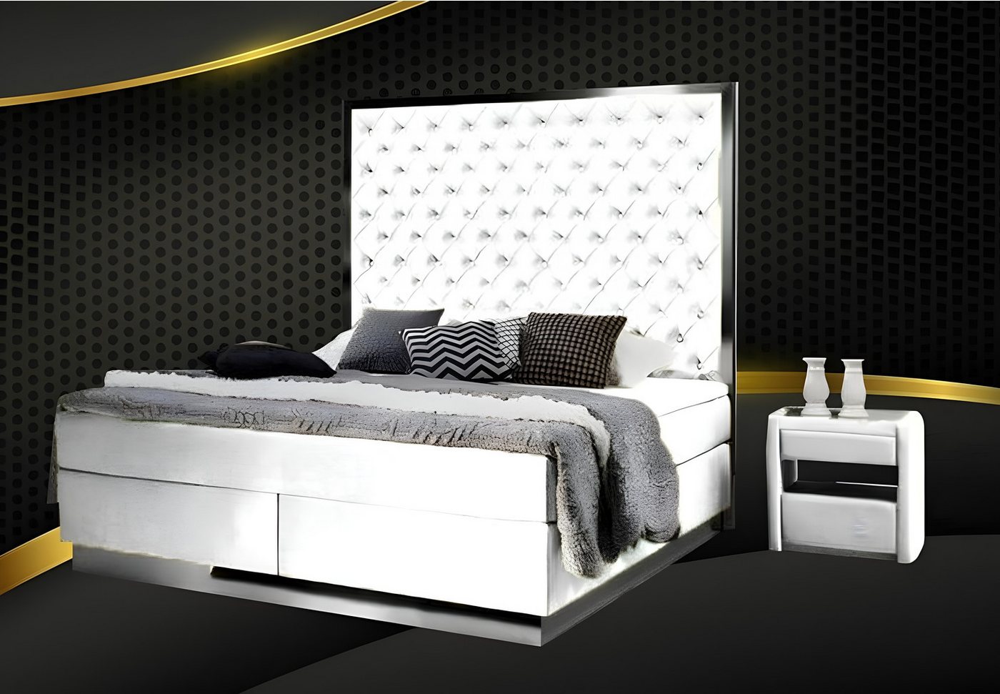 Xlmoebel Schlafzimmer-Set 3-teiliges Schlafzimmer-Set mit Boxspringbett Textilbezug, (Bett + 2X Nachttisch), Hergestellt in Europa von Xlmoebel