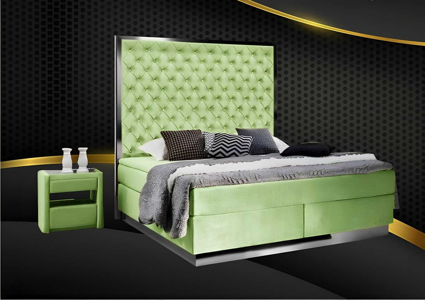 Xlmoebel Schlafzimmer-Set 3-teiliges Schlafzimmer-Set mit Boxspringbett Textilbezug, (Bett + 2X Nachttisch), Hergestellt in Europa von Xlmoebel
