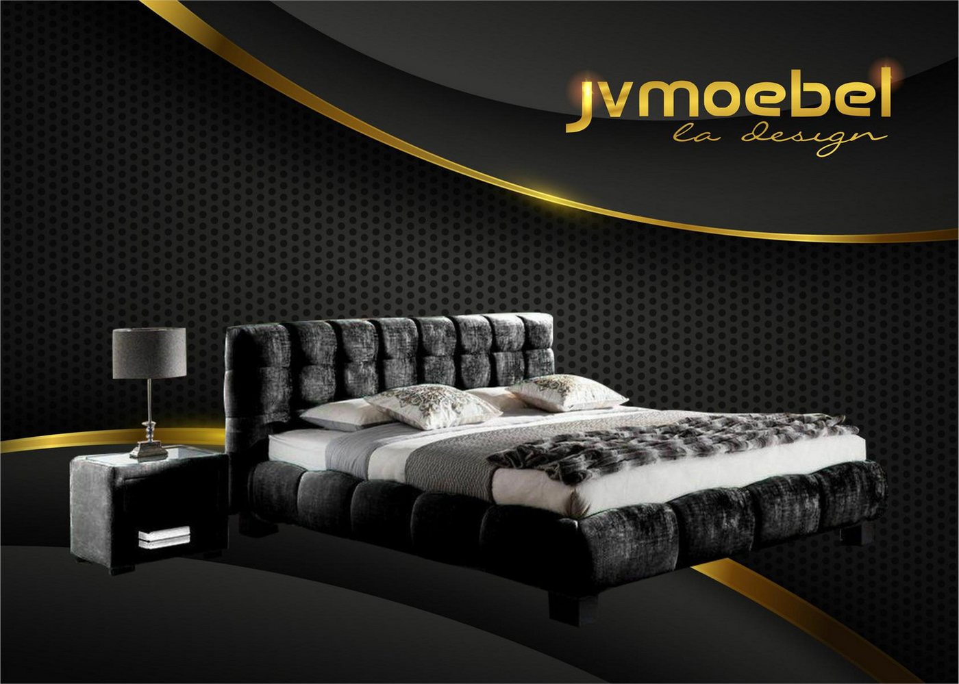 Xlmoebel Schlafzimmer-Set Bett Textil 2x Nachttisch 3 tlg. Schlafzimmer Set Möbel Modern Luxus, (3-tlg., Bett + 2x Nachttische), Hergestellt in Europa von Xlmoebel