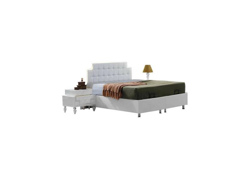 Xlmoebel Schlafzimmer-Set Designer Doppelbett mit 2 Nachttischen - Vollständiges weißes, (Set 3tlg Schlafzimmer (Bett + 2x Nachttische), Hergestellt in Europa von Xlmoebel