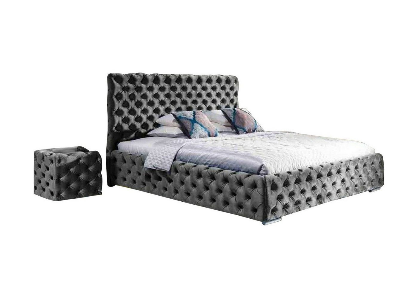 Xlmoebel Schlafzimmer-Set Doppelbett Schlafzimmer Samt Chesterfield Bettgestell 3-teiliges, Hergestellt in Europa von Xlmoebel