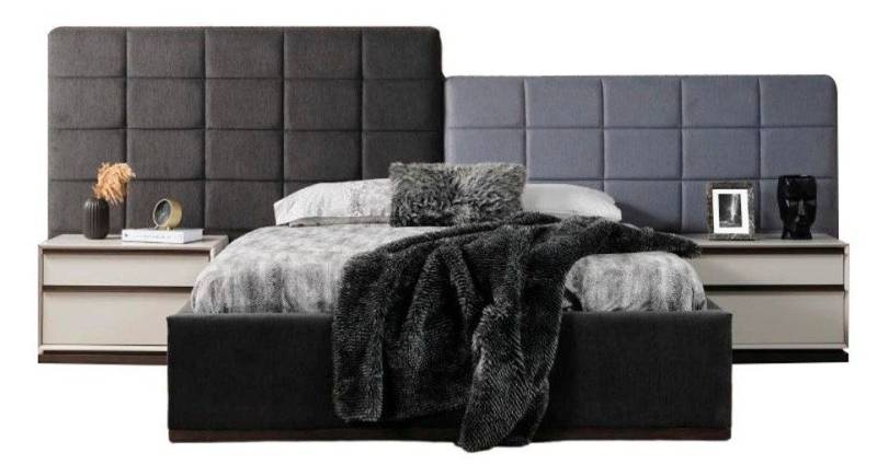 Xlmoebel Schlafzimmer-Set Doppelbett Schlafzimmer Set Nachttische 3-teilig Grau Stilvoll, (3-tlg., Bett, 2x Nachttische), Hergestellt in Europa von Xlmoebel