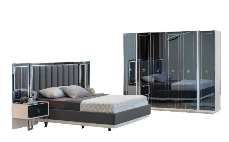 Xlmoebel Schlafzimmer-Set Exklusive Schlafzimmermöbel-Set mit Doppelbett, Nachtkästchen und, (4tlg.Schlafzimmer Set (Bett+2x Nachttische+Kleiderschrank), Hergestellt in Europa von Xlmoebel