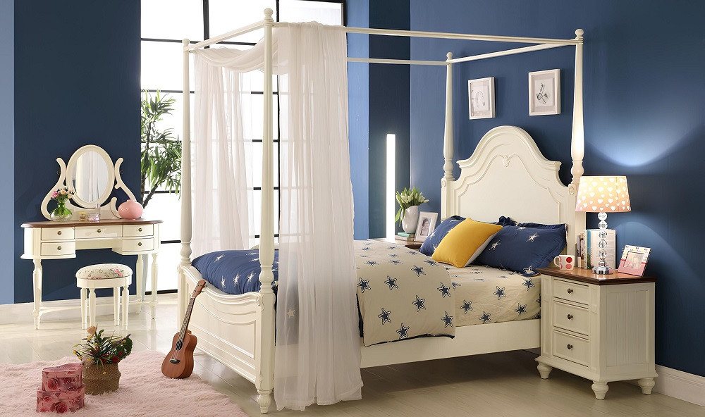 Xlmoebel Schlafzimmer-Set Himmelbett Schlafzimmermöbel Set mit 3 Teilen im Landhausstil, (3tlg.Schlafzimmer Set (Himmelbett + 2xNachttisch), Hergestellt in Europa von Xlmoebel