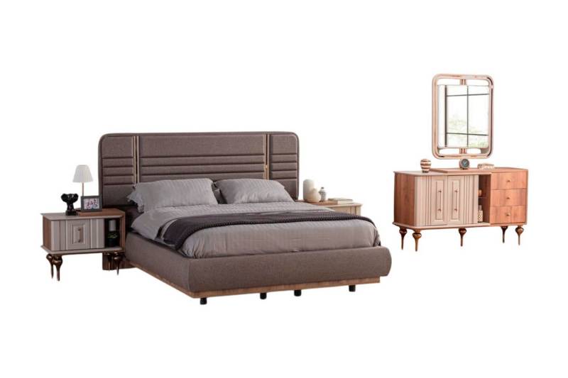 Xlmoebel Schlafzimmer-Set Hochwertiges Schlafzimmer-Set mit Bett, Nachttischen, Schminktisch, (5tlg.Schlafzimmer Set (Bett+2x Nachttische+Schminktisch+Spiegel), Hergestellt in Europa von Xlmoebel