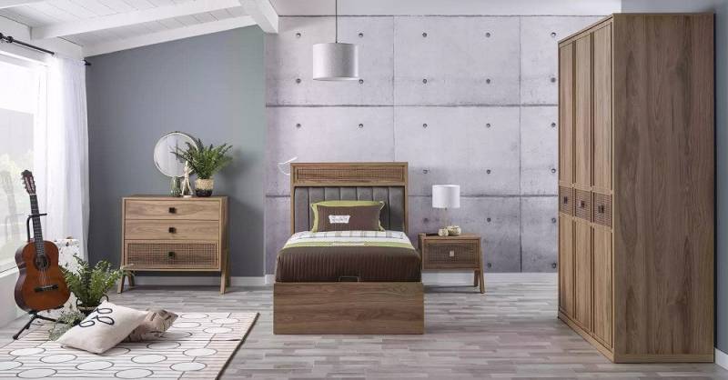 Xlmoebel Schlafzimmer-Set Jugendbett aus Holz mit integriertem Bettkasten, 4-teiliges Set, (Kinderzimmer Set 4tlg (Bett + Nachttisch + Kleiderschrank + Kommode), Hergestellt in Europa von Xlmoebel