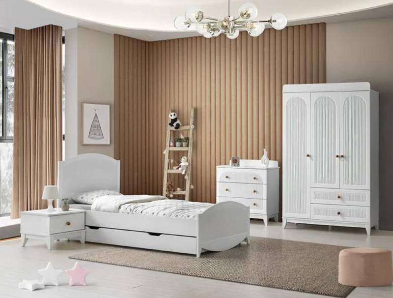 Xlmoebel Komplettschlafzimmer Kinderzimmermöbel-Set bestehend aus Bett, Nachttisch, Kommode, (4tlg. Set (Bett + Nachttisch + Kommode + Kleiderschrank), Hergestellt in Europa von Xlmoebel