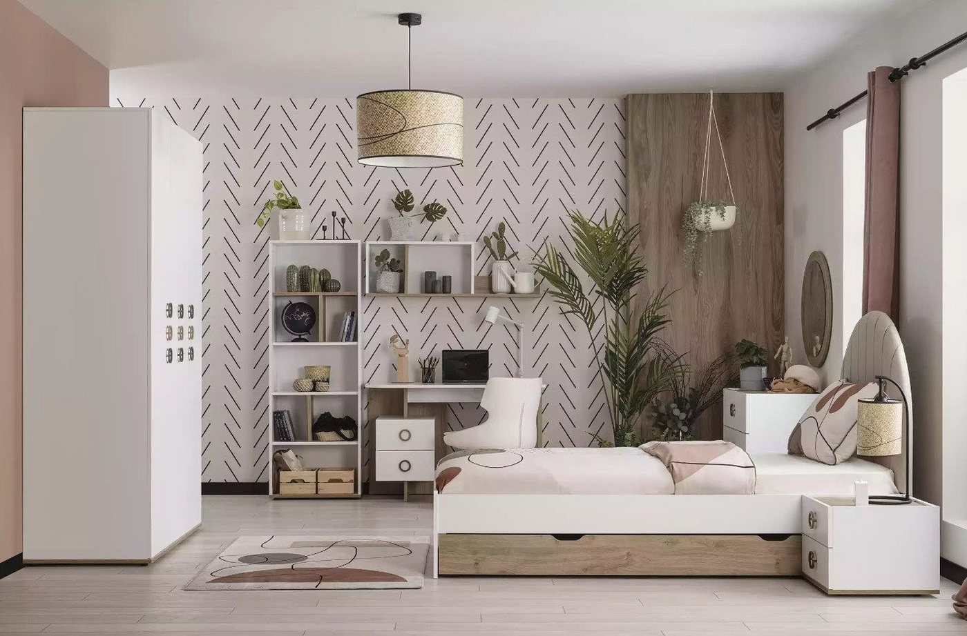 Xlmoebel Schlafzimmer-Set Kinderzimmermöbel-Set mit Kinderbett aus Holz in Weiß, 8-teilig, (8-tlg), Hergestellt in Europa von Xlmoebel