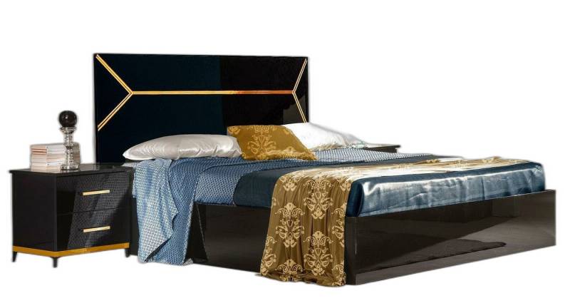 Xlmoebel Schlafzimmer-Set Klassische Schlafzimmer Set Bett 2x Nachttisch Kommode 3tlg. Schwarz, (3-tlg., Bett + 2x Nachttische), Hergestellt in Europa von Xlmoebel