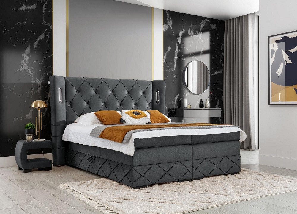 Xlmoebel Schlafzimmer-Set Komplettes Doppelbett-Set mit Textilpolsterung und 2 Nachttischen, (Schlafzimmer Set 3tlg (Bett + 2x Nachttische), Hergestellt in Europa von Xlmoebel