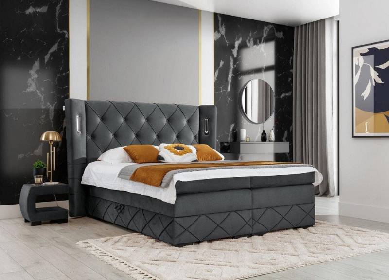 Xlmoebel Schlafzimmer-Set Komplettes Doppelbett-Set mit Textilpolsterung und 2 Nachttischen, (Schlafzimmer Set 3tlg (Bett + 2x Nachttische), Hergestellt in Europa von Xlmoebel