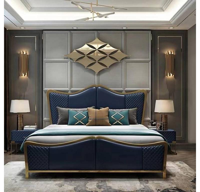 Xlmoebel Schlafzimmer-Set Luxuriöse Designer Schlafzimmermöbel Set mit Bett und 2x Nachttisch, (3-tlg., 3tlg. Schlafzimmer Set (Bett +2x Nachttisch), Hergestellt in Europa von Xlmoebel