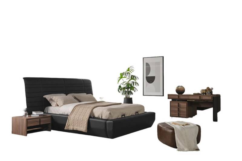 Xlmoebel Schlafzimmer-Set Luxuriöses Schlafzimmer-Set mit Bett, 2 Nachttischen und Schminktisch, (Bett + 2x Nachttische + Schminktischh-mit-Spiegel), Hergestellt in Europa von Xlmoebel