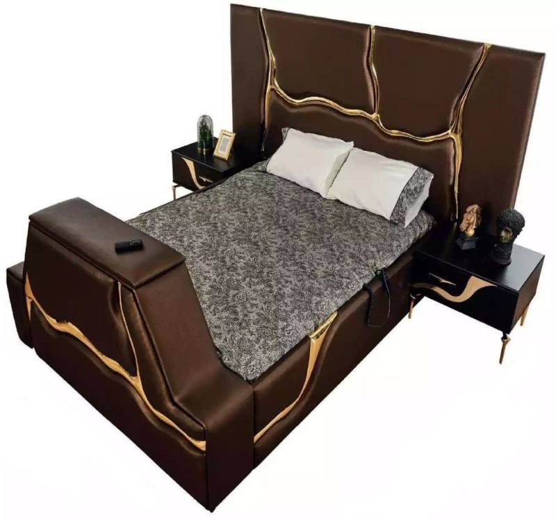Xlmoebel Schlafzimmer-Set Luxuriöses Schlafzimmerbett 2 Nachttische Set Komplett Design 3tlg., (3-tlg., Bett, 2x Nachttisch), Hergestellt in Europa von Xlmoebel