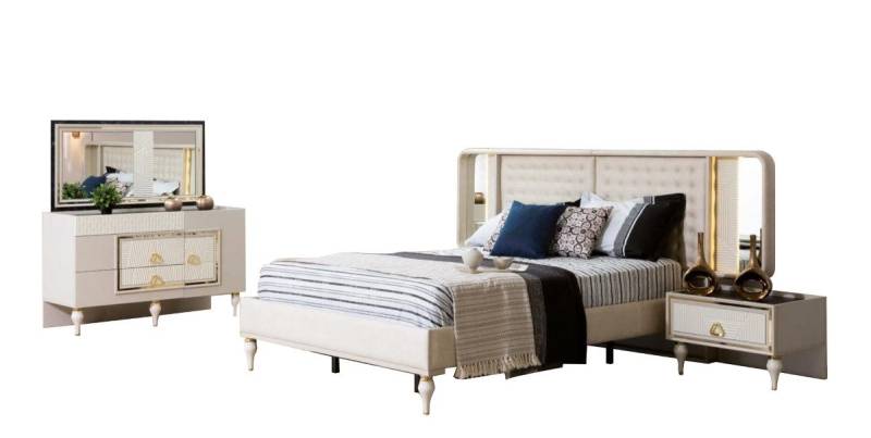 Xlmoebel Schlafzimmer-Set Modernes Luxus-Schlafzimmer-Set: Bett, Kommode, 2x Nachttische, (4-tlg., Bett / 2x Nachttische / Kommode), Hergestellt in Europa von Xlmoebel