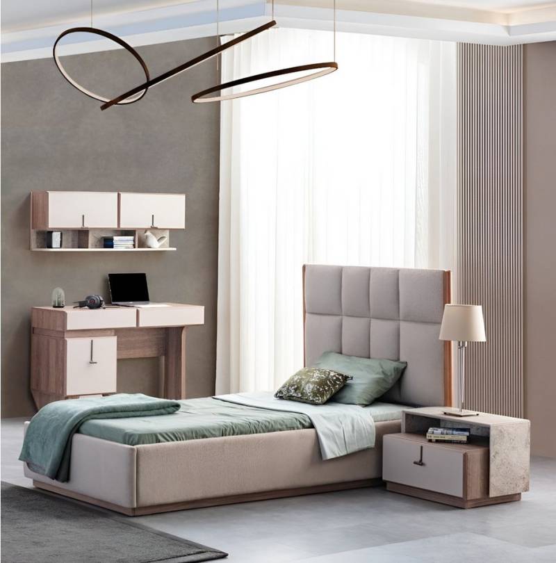 Xlmoebel Jugendzimmer-Set Möbeldesign für Kinderzimmer: Einzelbett aus Holz mit Nachttisch, (4-tlg., Schlafzimmer-Set), Hergestellt in Europa von Xlmoebel