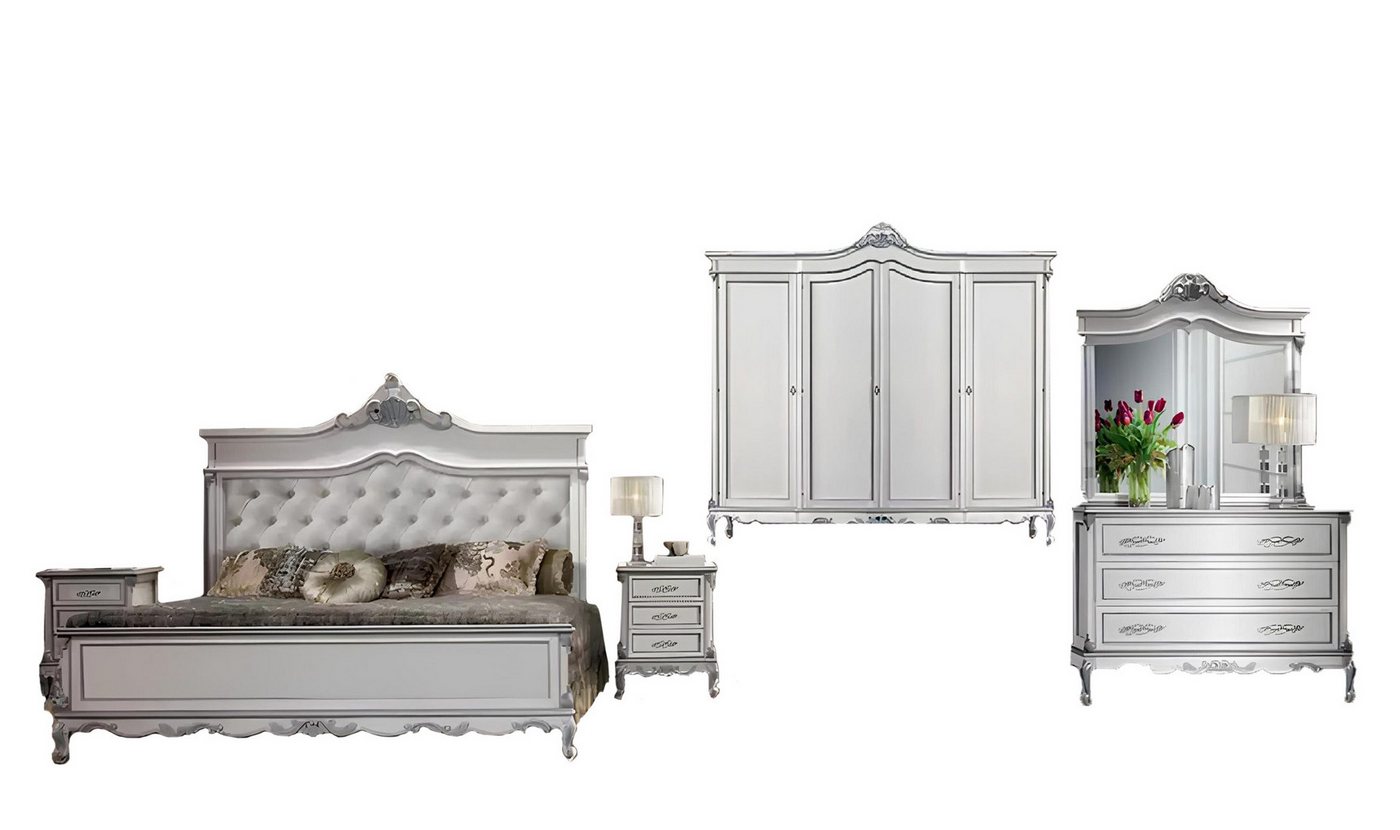Xlmoebel Schlafzimmer-Set Neu 5-teiliges Set mit Doppelbett zwei Nachttischen, (5-tlg., Set 5 tlg.(Bett + 2x Nachttische + Kommode + Kleideschrank), Hergestellt in Europa von Xlmoebel
