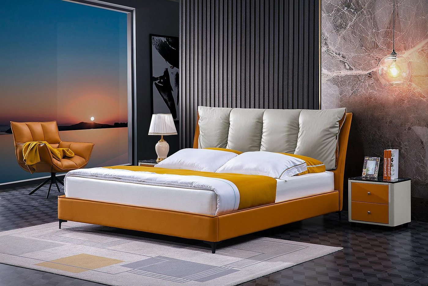 Xlmoebel Schlafzimmer-Set Neues luxuriöses Schlafzimmerbett-Set mit Nachttisch und Matratze, (3tlg. Schlafzimmer Set (Bett + 2xNachttisch), Hergestellt in Europa von Xlmoebel