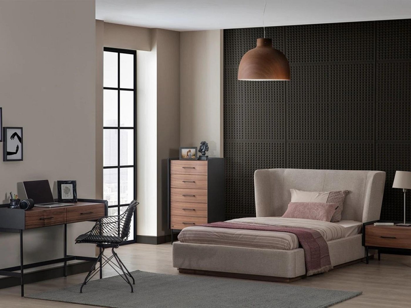 Xlmoebel Schlafzimmer-Set Neues modernes Schlafzimmer-Set mit Design-Bett, Nachtisch und Kommode, (Schlafzimmer Set 4tlg (Bett + Nachttisch + Kommode + Schreibtisch), Hergestellt in Europa von Xlmoebel