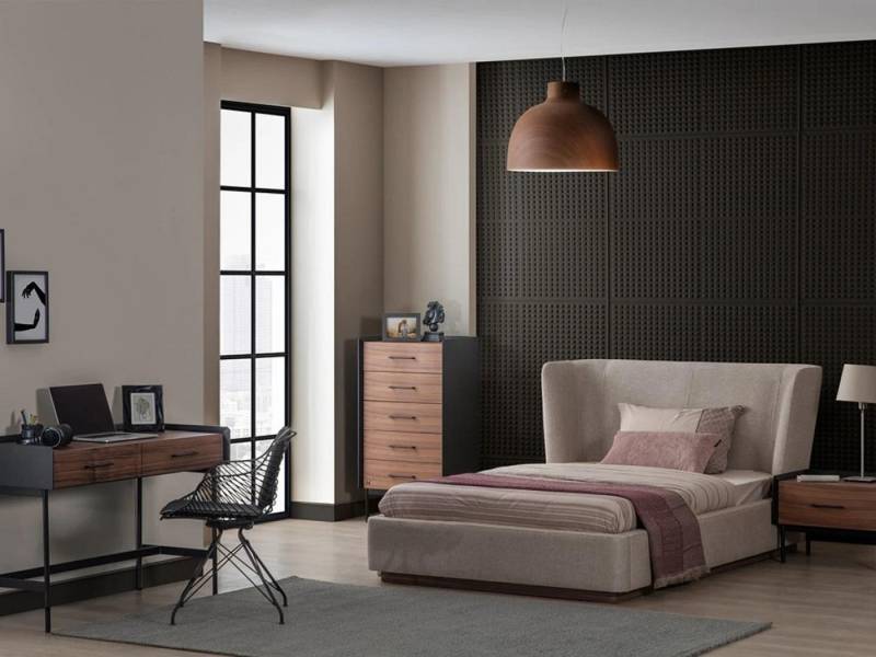 Xlmoebel Schlafzimmer-Set Neues modernes Schlafzimmer-Set mit Design-Bett, Nachtisch und Kommode, (Schlafzimmer Set 4tlg (Bett + Nachttisch + Kommode + Schreibtisch), Hergestellt in Europa von Xlmoebel