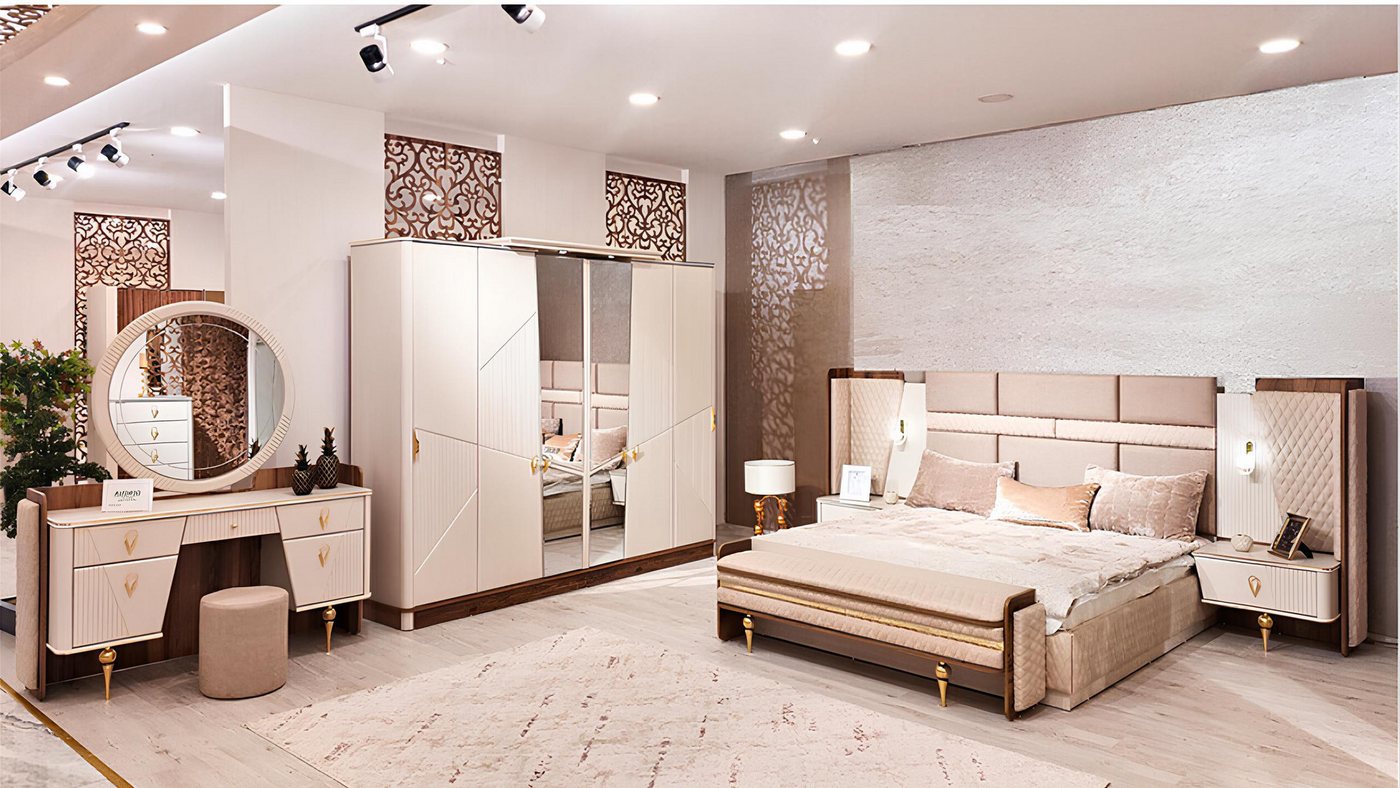 Xlmoebel Schlafzimmer-Set Paket Schlafzimmer mit luxuriösem Bett Schrank und 2 Nachttischen, (Schlafzimmer-Set), Hergestellt in Europa von Xlmoebel