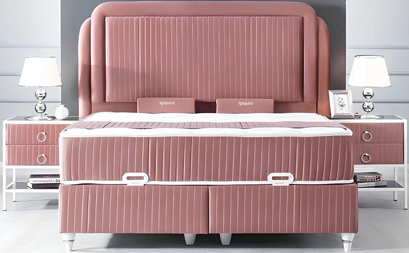 Xlmoebel Schlafzimmer-Set Rosa Metallbett Schlafzimmer-Set mit 2 modernen Nachttischen, (Bett + 2x Nachttische), Hergestellt in Europa von Xlmoebel