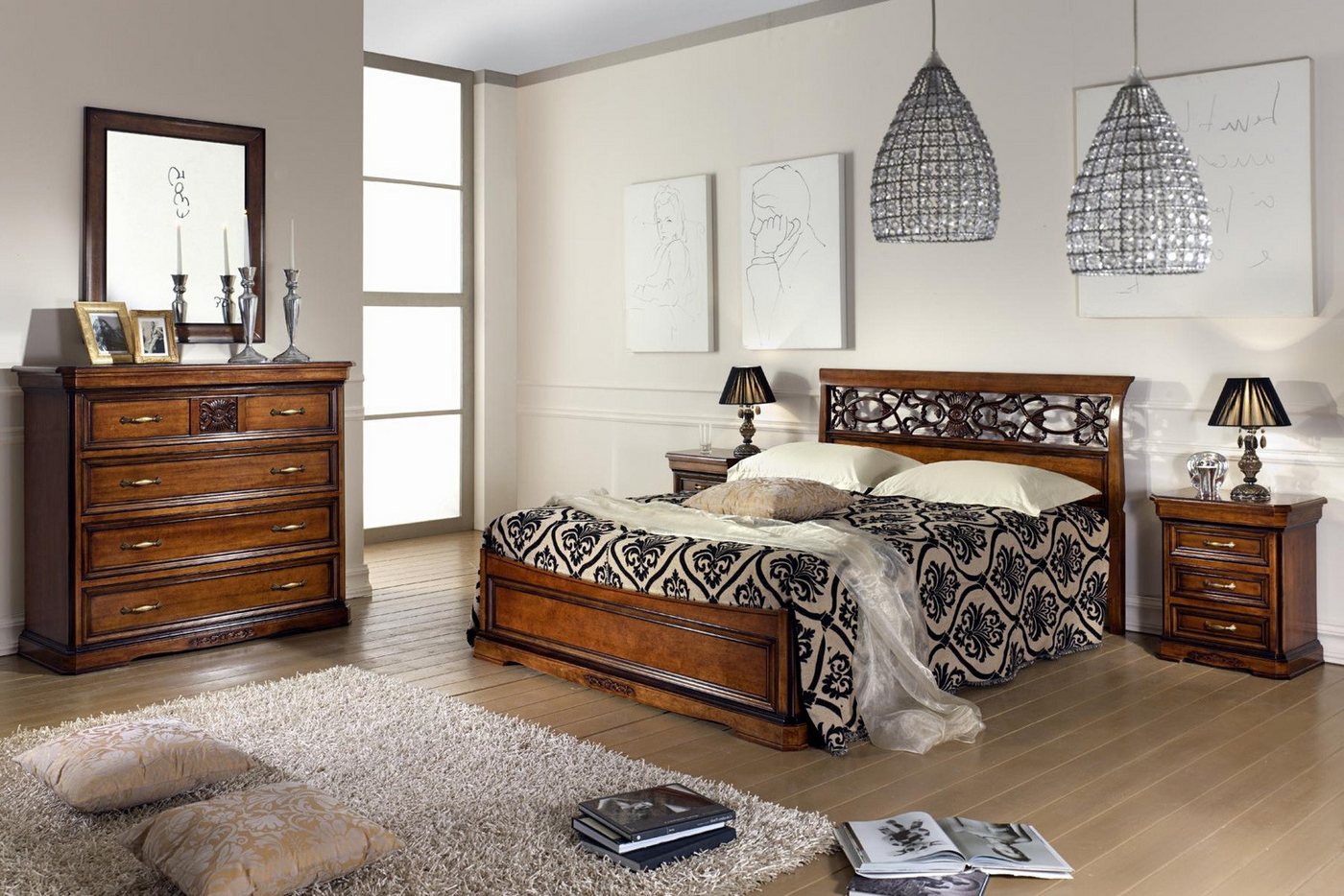 Xlmoebel Schlafzimmer-Set Schlafzimmer Bett Nachttisch Hotel Doppel Set Luxus Design, (3tlg. Schlafzimmer Set (Bett + 2x Nachttische), Hergestellt in Europa von Xlmoebel