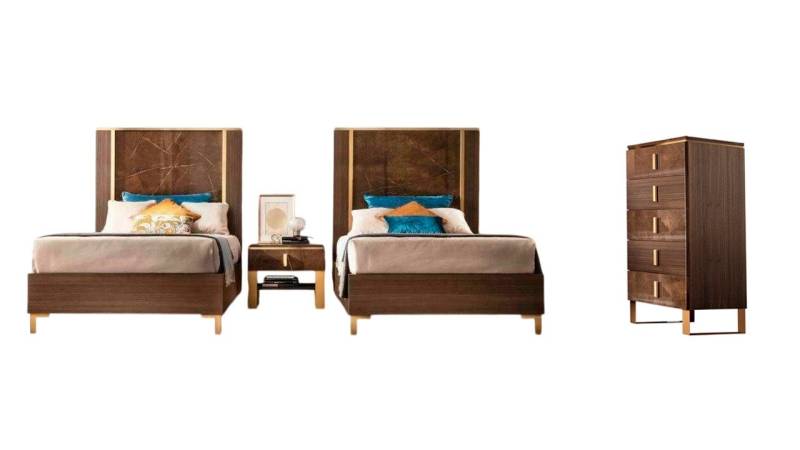 Xlmoebel Schlafzimmer-Set Bett Nachttisch Kommode Polsterbett Klassisch Möbel Set, (2x Bett + Nachttisch + Kommode), Hergestellt in Europa von Xlmoebel