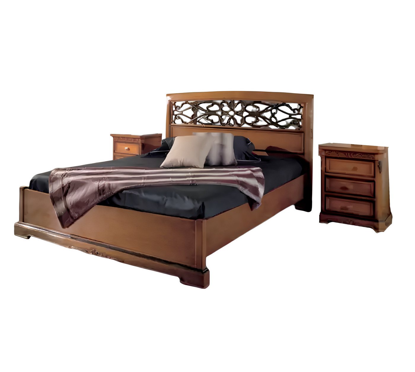 Xlmoebel Schlafzimmer-Set Schlafzimmermöbel Set im klassischen Design mit 2 Nachttischen, (Bett + 2x Nachttische), Hergestellt in Europa von Xlmoebel