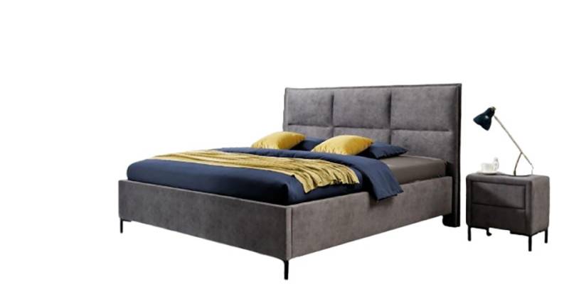 Xlmoebel Schlafzimmer-Set Schlafzimmermöbel-Set in Grau mit elegantem Bett und 2 Nachttischen, (3-tlg., 3tlg. Schlafzimmer Set (Bett + 2x Nachttische), Hergestellt in Europa von Xlmoebel