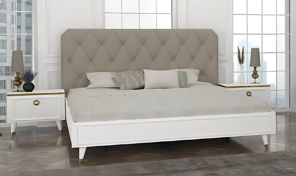 Xlmoebel Schlafzimmer-Set Schlafzimmermöbel Set in Weiß – Bett mit zwei Nachtkommoden, (3tlg Schlafzimmer Set (Bett + 2x Nachttische), Hergestellt in Europa von Xlmoebel