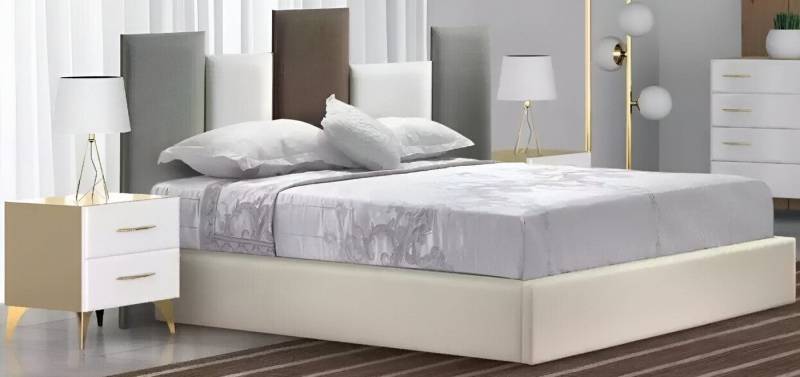 Xlmoebel Komplettschlafzimmer Schlafzimmermöbel-Set mit Doppelbett und zwei Nachttischen aus weißem, (3tlg.Schlafzimmer Set (Bett + 2x Nachttische), Hergestellt in Europa von Xlmoebel