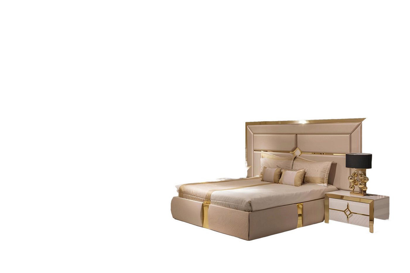 Xlmoebel Schlafzimmer-Set Schlafzimmermöbel-Set mit Metallbett Nachttisch und Kleiderschrank, (4tlg. Schlafzimmer Set (Bett + 2x Nachttische + Kleiderschrank), Hergestellt in Europa von Xlmoebel