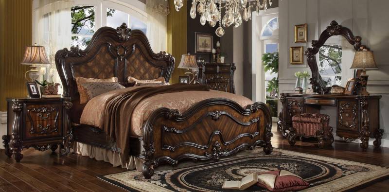 Xlmoebel Schlafzimmer-Set Set Schlafzimmer Nachttische Bett Schminktisch 5tlg. Barock Rokoko, (5-tlg., Bett + 2x Nachttische + Schminktisch + Spiegel), Hergestellt in Europa von Xlmoebel