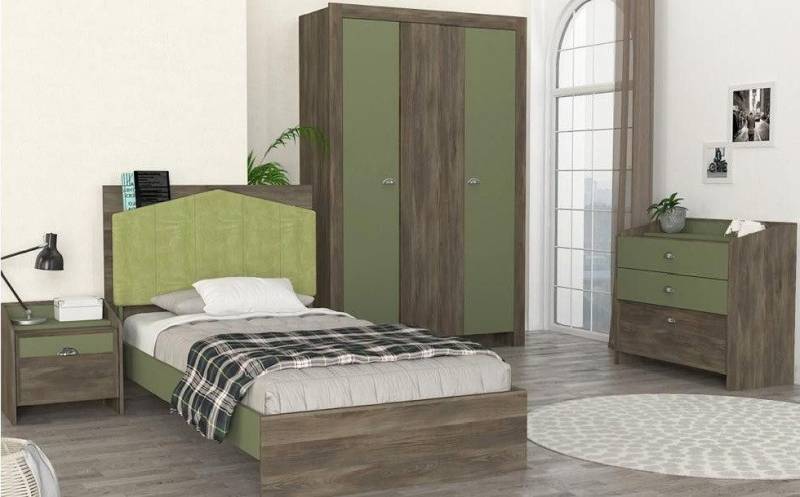 Xlmoebel Schlafzimmer-Set Set für Jugendzimmer mit Bett, Nachttisch, Kleiderschrank und Kommode, (4tlg Jugendzimmer Set (Bett + Nachttisch+ Kleiderschrank + Kommode), Hergestellt in Europa von Xlmoebel