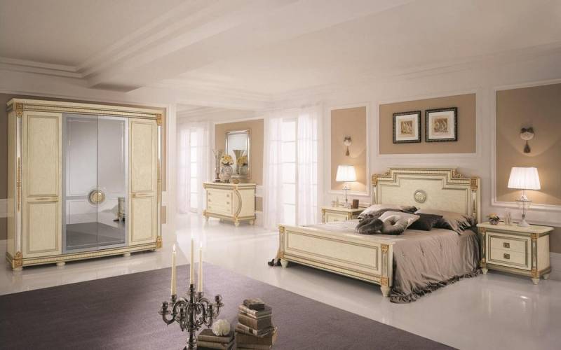 Xlmoebel Komplettschlafzimmer Traditionelles Schlafzimmerset Nachtschränkchen Bett Design Holz 6tlg, (6-tlg., Bett + 2x Nachttische + Kommode + + Spiegel + Kleiderschrank), Hergestellt in Europa von Xlmoebel