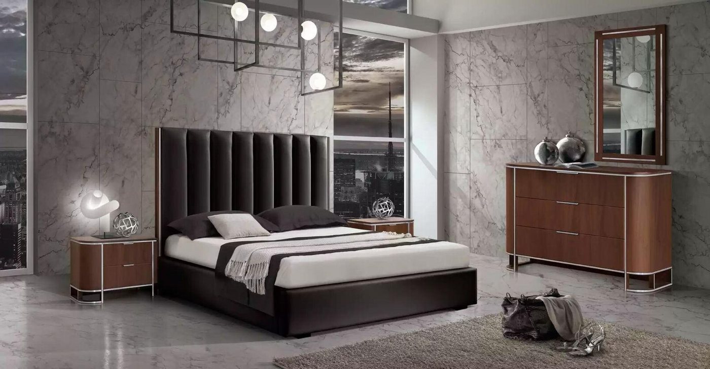 Xlmoebel Schlafzimmer-Set Vollständiges Schlafzimmer-Ensemble mit Designer-Möbeln: Doppelbett, (Schlafzimmer Set 5 tlg(Bett + 2x Nachttische + Kommode + Spiegel), Hergestellt in Europa von Xlmoebel