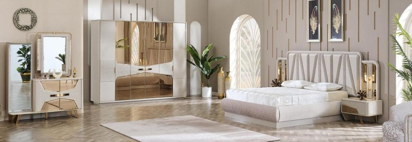 Xlmoebel Komplettschlafzimmer Vollständiges Schlafzimmer-Set mit Bett, Möbeln, Gästezimmer-Schrank, (Bett + 2x Nachttische + Kleiderschrank + Schminktisch mit Spiegel), Hergestellt in Europa von Xlmoebel