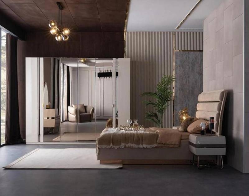Xlmoebel Schlafzimmer-Set Vollständiges Schlafzimmer-Set mit Doppelbett, zwei Nachttischen und, (4tlg. Schlafzimmer Set (Bett + 2x Nachttische + Kleiderschrank), Hergestellt in Europa von Xlmoebel