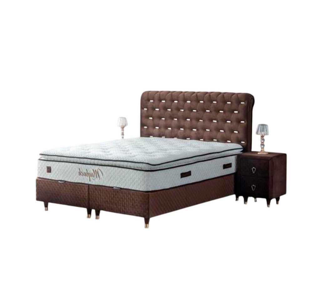 Xlmoebel Schlafzimmer-Set Zeitgemäßes Braunes Schlafzimmer-Ensemble mit Designer-Polsterbett und, (Schlafzimmer-Set 3tlg (Bett + 2x Nachttische), Hergestellt in Europa von Xlmoebel