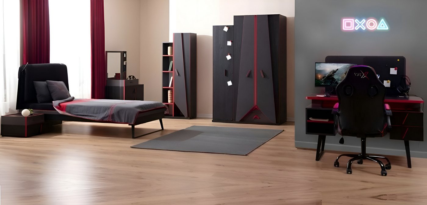 Xlmoebel Komplettschlafzimmer Zeitgemäßes Set für das Kinderzimmer mit Bett, Bücherschrank, Kommode, (6-tlg., Schlafzimmer-Set), Hergestellt in Europa von Xlmoebel